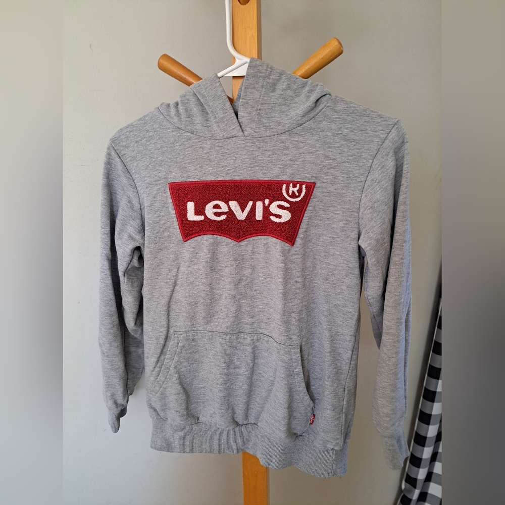 Levi's Gray Kids Hoodie with Red Logo